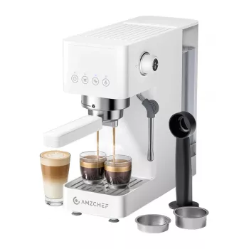 AMZCHEF CE-EM3131-WT Piston Coffee Maker (Biały) - Ekspres ciśnieniowy 20 Bar z dyszą parową