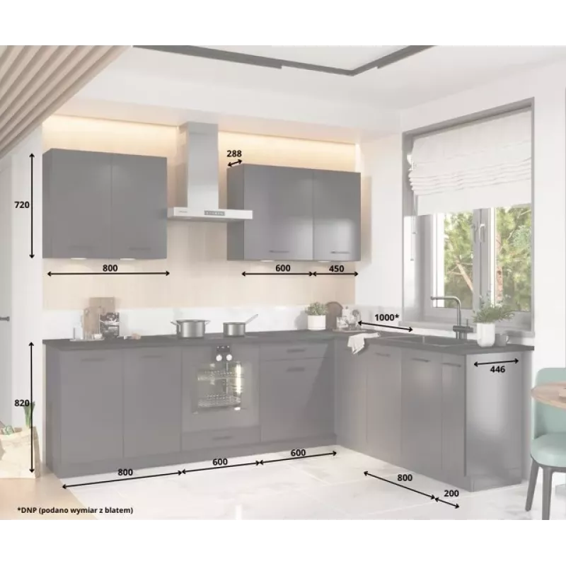 STOLKAR Cosmo Design ANIKA Grafit/Grafit 2.0/2.6 Zestaw mebli kuchennych