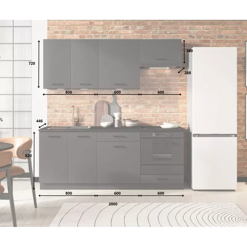 STOLKAR Cosmo Design ANIKA Grafit/Grafit 2.0 Zestaw mebli kuchennych - 6 elementów