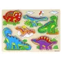 LEAN TOYS Drewniane Puzzle 3D Dla Dzieci Gra Logiczna Dinozaury 11 Elementów
