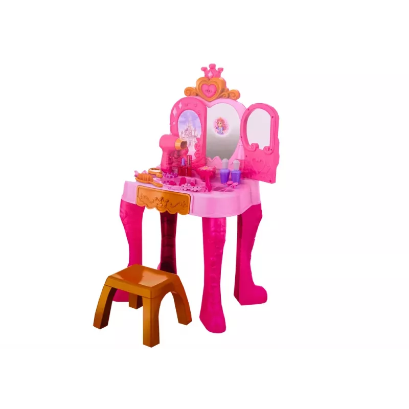LEAN TOYS Dziecięcy Stoliczek Toaletowy z Czujnikiem Gestów, Różowy