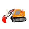 LEAN TOYS Cartoon Crawler Excavator 3D Wooden Puzzle Kit - Orange