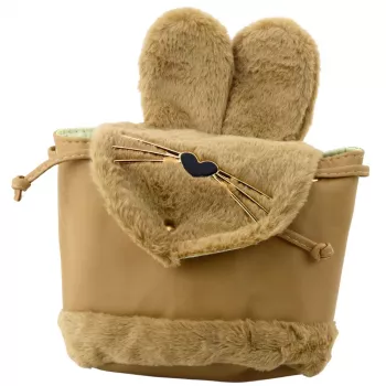 Plecak dziecięcy LEAN z pluszowymi uszami, regulowanym paskiem, beżowy, 22cm, 4L
