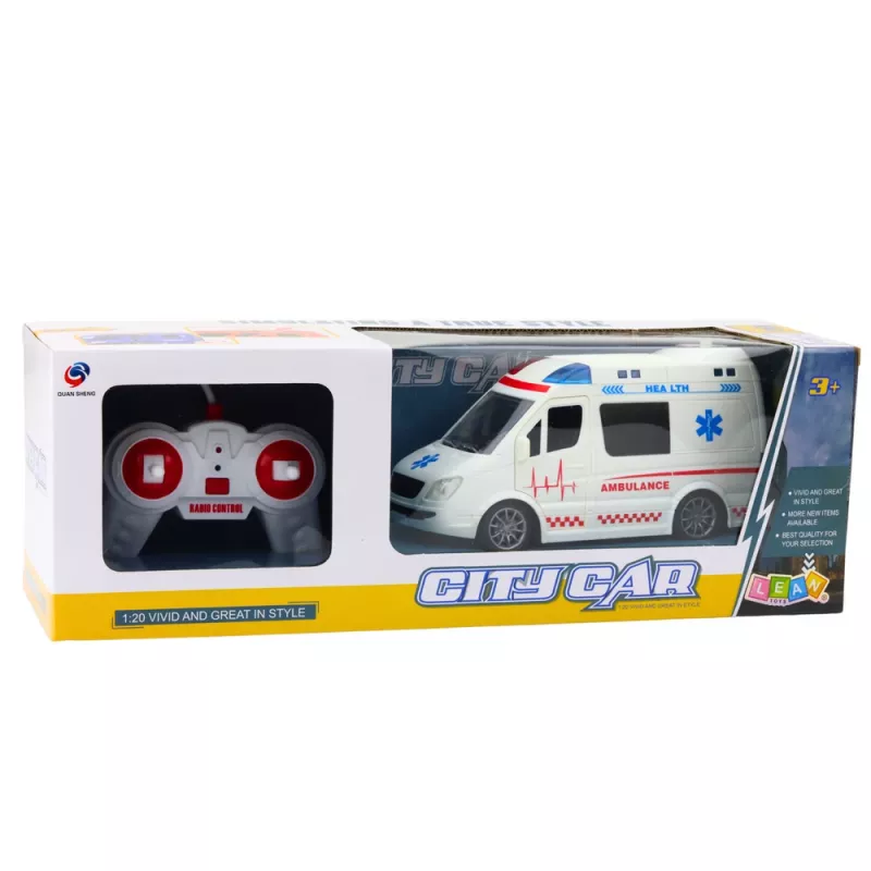 LEAN TOYS Karetka na pilota RC Światła Dźwięki 1:20 Biała