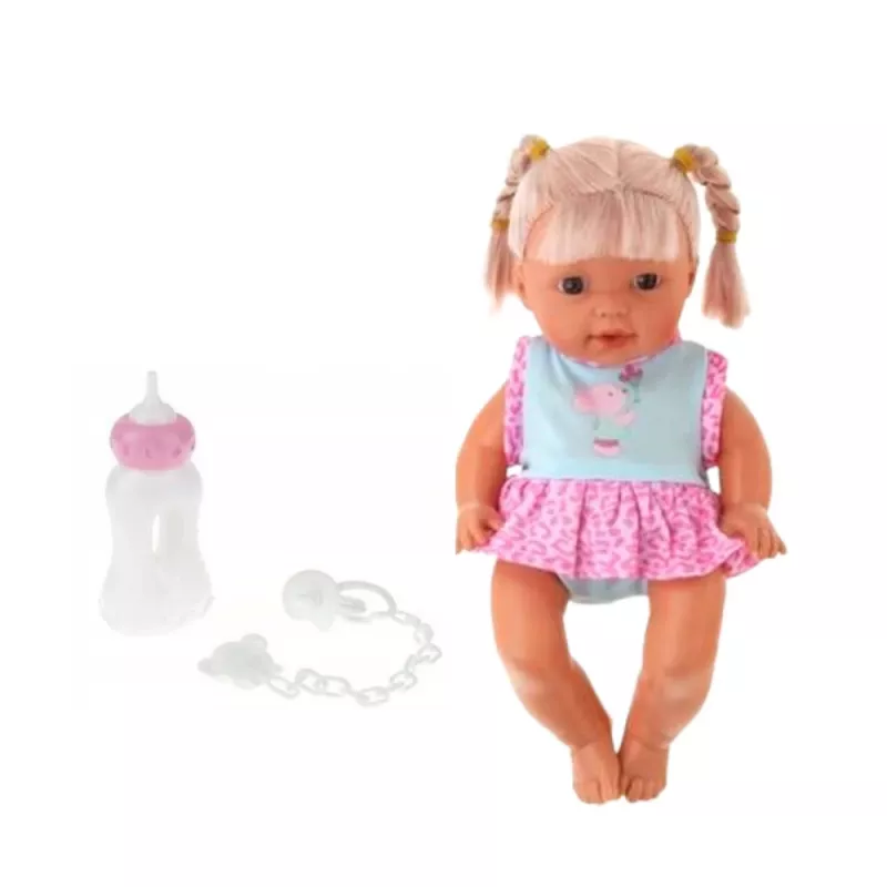 LEAN TOYS Lalka Bobas w Nosidełku z Butelką, Smoczkiem, Mówi, Gaworzy, Siusia
