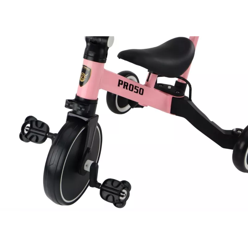 LEAN TRIKE PRO50 Trójkołowy rowerek z rączką do pchania Różowy