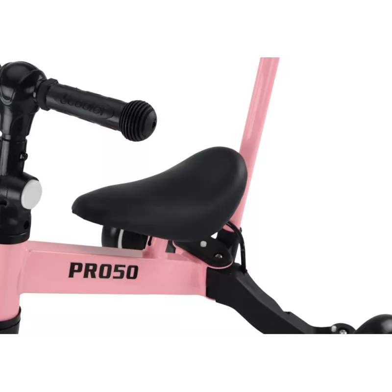 LEAN TRIKE PRO50 Trójkołowy rowerek z rączką do pchania Różowy