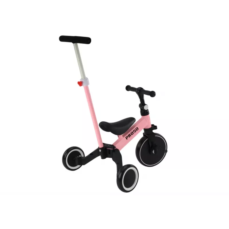 LEAN TRIKE PRO50 Trójkołowy rowerek z rączką do pchania Różowy