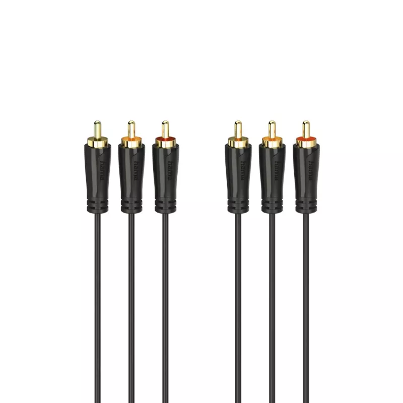 HAMA 3x RCA do 3x RCA Kabel Audio/Video 3m, Pozłacane Wtyki