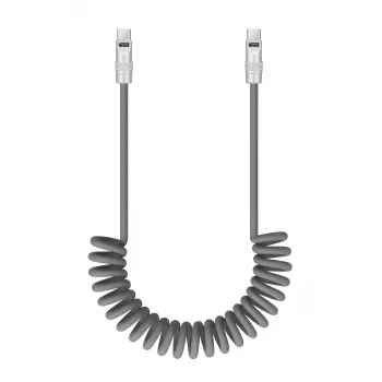 Newell USB-C do USB-C Kabel 100W, 1,5m, Silikonowy, Zwinięty, Szary
