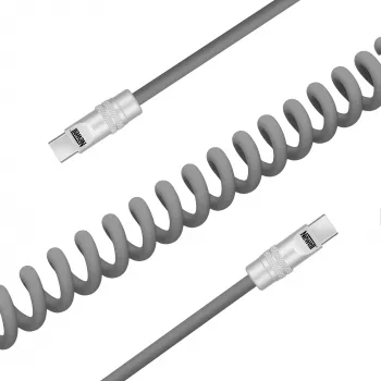 Newell USB-C do USB-C Kabel 100W, 1,5m, Silikonowy, Zwinięty, Szary