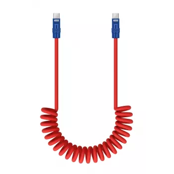 Newell USB-C do USB-C Kabel 100W 1.5m Silikonowy Zwinięty Czerwono-Granatowy