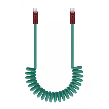 Newell USB-C do USB-C Kabel 100W, 1.5m, Silikon, Zwinięty, Zielono-Bordowy