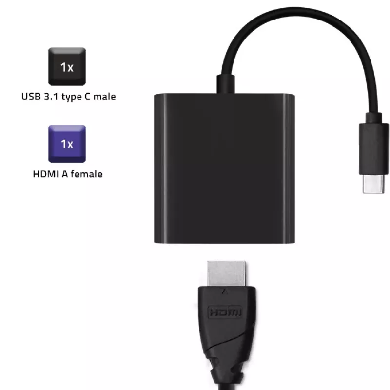 Qoltec USB-C 3.1 na HDMI Adapter 4K MHL Czarny