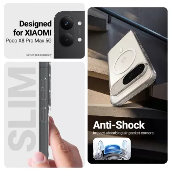 Crong Hybrid Clear Magnetic Case do Xiaomi POCO X8 Pro Max 5G, przezroczysty, kompatybilny z MagSafe