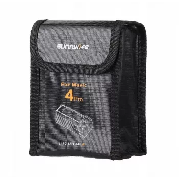 SUNNYLIFE Fireproof Battery Storage Bag dla DJI Mavic 4 Pro, mieści 2 baterie, czarny