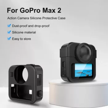 PULUZ 3-w-1 Zestaw: Etui ochronne, Osłona obiektywu, Pasek na rękę do GoPro Max 2 - Czarny