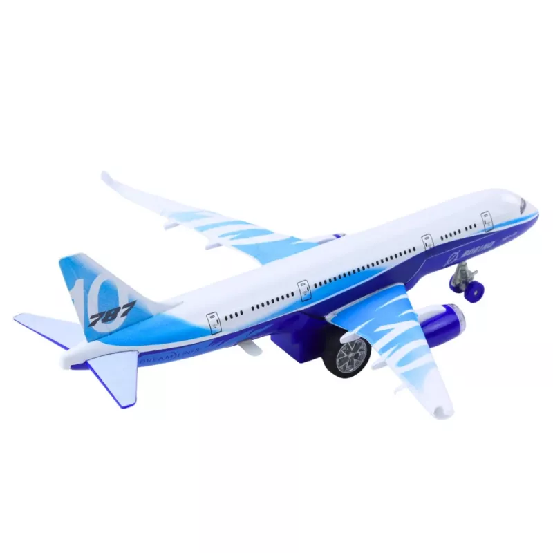 LEAN TOYS Samolot pasażerski z silnikiem pull-back, metal, światła, dźwięki, 23 cm