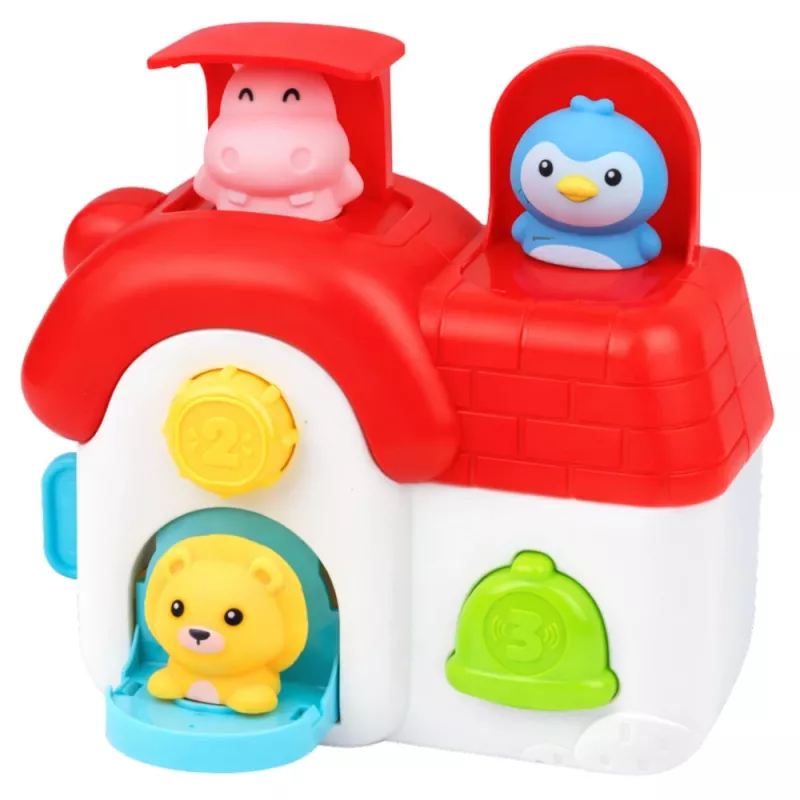 LEAN TOYS Interaktywny Edukacyjny Domek dla Maluchów - Wyskakujące Zwierzątka