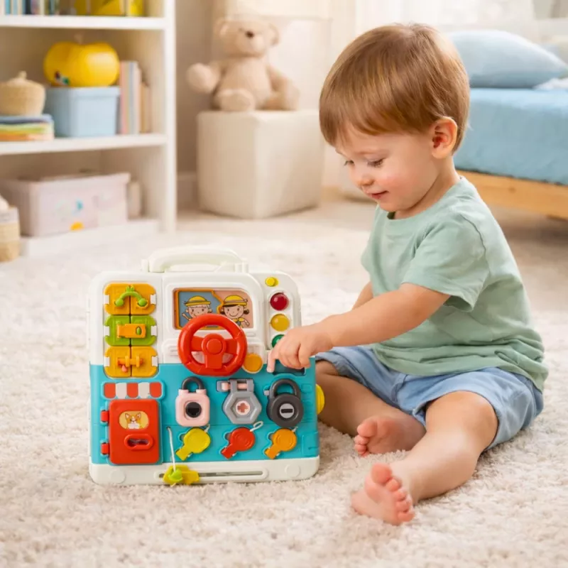 LEAN TOYS Interaktywna Książka Edukacyjna Tablica Manipulacyjna Światła Dźwięki 16 szt.