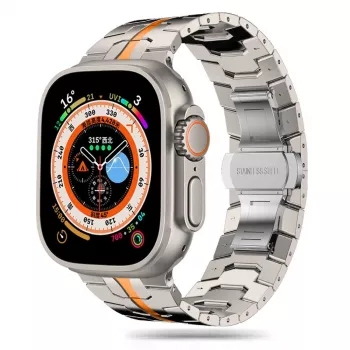 TECH-PROTECT STAINLESS LINE Pasek Apple Watch 44/45/46/49 mm Tytan/Pomarańczowy