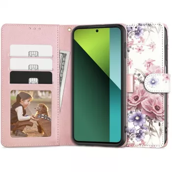 TECH-PROTECT Etui Portfel dla Redmi Note 13 Pro 5G / Poco X6 5G z Kieszenią na Karty, Floral