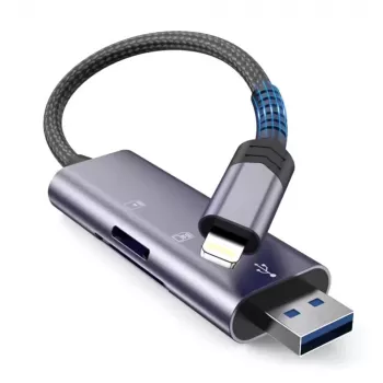 TECH-PROTECT ULTRABOOST Card Reader SD & Micro SD Lightning & USB Grey