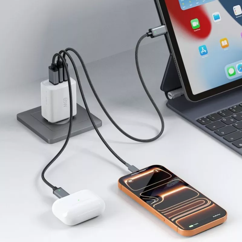 TECH-PROTECT NCA65W-GAN 3-Port Network Charger PD 65W / QC3.0 White