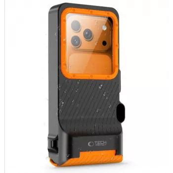 TECH-PROTECT IPX8 PRO Uniwersalne Wodoodporne Etui do Nurkowania Czarno-Pomarańczowe