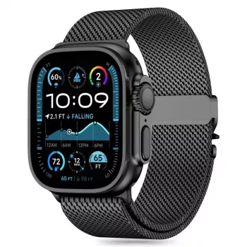 TECH-PROTECT MILANO Apple Watch 8 / 9 / 10 / 11 / SE / Ultra (44 / 45 / 46 / 49 mm) Czarny Pasek Mesh ze Stali Nierdzewnej – Pętla Mediolańska