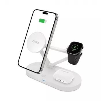 Tech-Protect QI15W-A41 3IN1 MagSafe Wireless Charging Station Biała