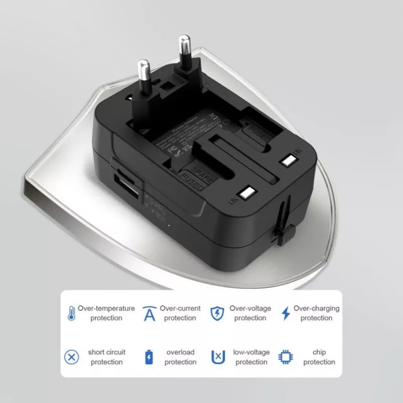 TECH-PROTECT TA300 Travel Adapter EU / UK / US / AU Black