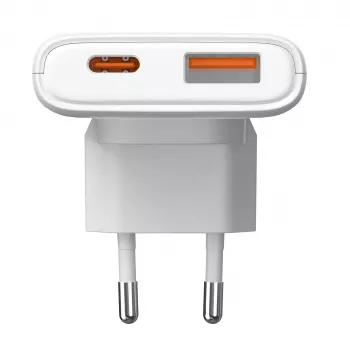 Płaska ładowarka USB GaN Akyga AK-CH-31 65 W, USB-C PD + USB-A, biała