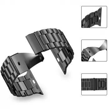 Tech-Protect Stainless Steel Link Bracelet for Apple Watch 4/5/6/7/8/9/SE/Ultra 1/2 (42/44/45/49mm) Black
