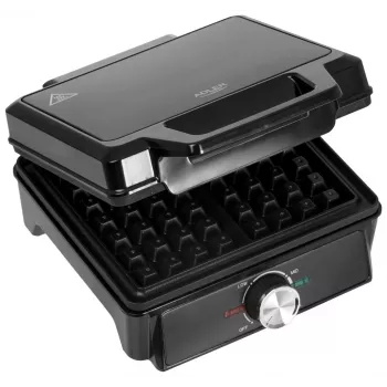 Adler AD 3088 gofrownica na 2 duże gofry, 1600 W (maks. 2000 W), płyty nieprzywierające, regulacja temperatury, czarna (AD 3088)