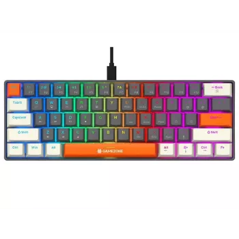 Tracer GameZone Claws 61 Przewodowa Mechaniczna Klawiatura Gamingowa, Układ 60%, Przełączniki Blue, Podświetlenie RGB, Szary