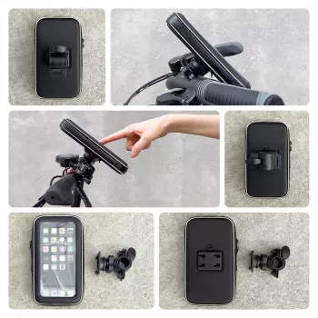 Uchwyt na telefon na kierownicę Wozinsky Universal do roweru, motocykla, hulajnogi elektrycznej - czarny (WBHBK7)