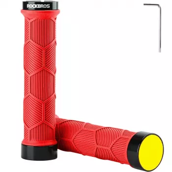 ROCKBROS Bicycle Handlebar Grips with Reflective Strips - Red