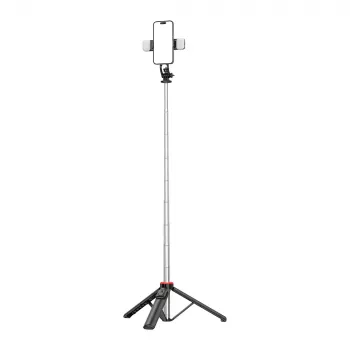 HURTEL Selfie Stick WC13YDS Statyw Teleskopowy 1,3m z Podwójnym Oświetleniem LED i Uchwytem na Telefon - Czarny