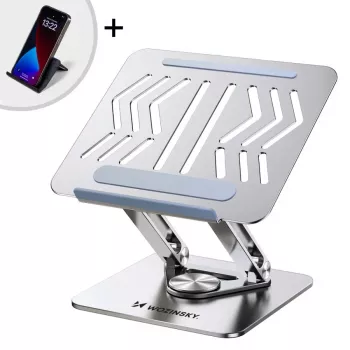 Wozinsky 360° Silver Laptop Stand z Uchwytem na Telefon