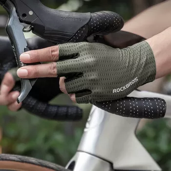 Rękawice rowerowe ROCKBROS z krótkimi palcami, oddychające, rozmiar M, zielone