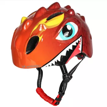 Kask rowerowy dziecięcy Wozinsky z motywem smoka, lekki, 50-54 cm - czerwony