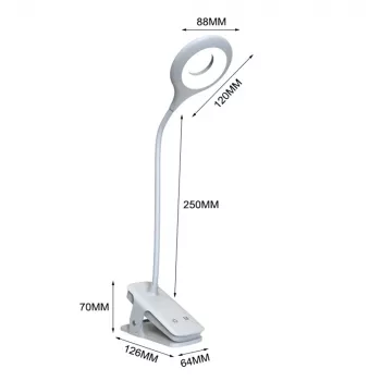 WOZINSKY Mini Bezprzewodowa Lampa LED do Czytania z Klipsem i Kablem USB-C - Biała