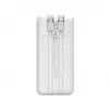 Powerbank Wozinsky WFC-15W 20000mAh 22.5W PD20W z wbudowanymi kablami Lightning i USB-C - Biały