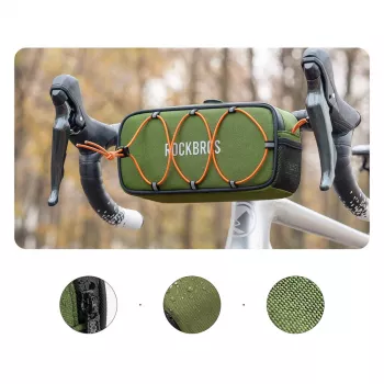 Rockbros TL001 ROAD TO SKY Torba na kierownicę 1.9L Wodoodporna – Zielony