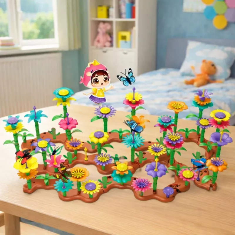 LEAN TOYS Zestaw Klocków Konstrukcyjnych Kreatywny Ogród Kwiaty Rośliny 3D 272 szt.