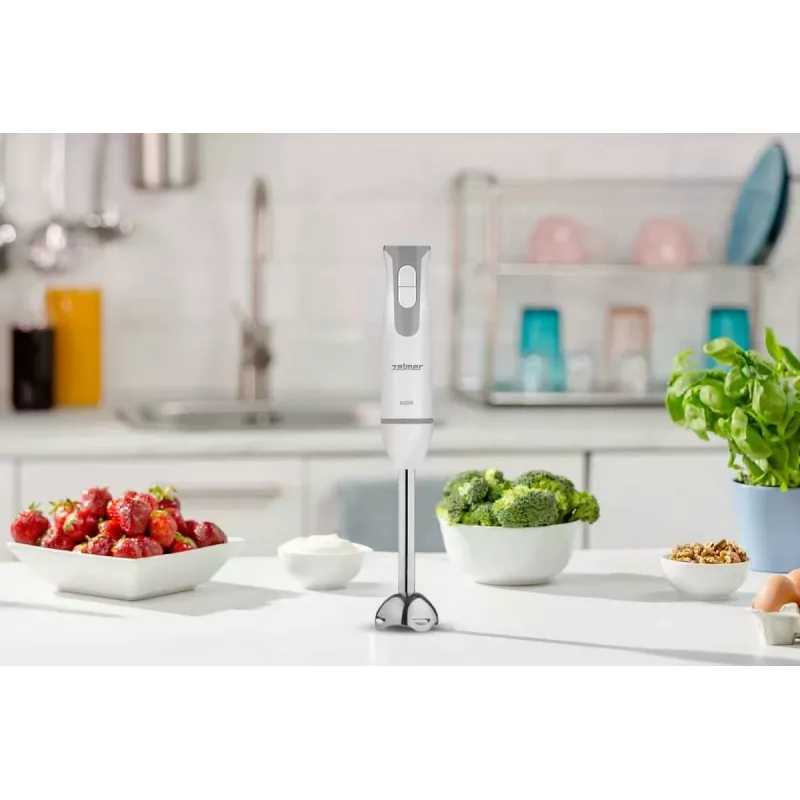 ZELMER ZHB4555S 1000W Blender Ręczny, Srebrny/Czarny, Ostrze ze Stali Nierdzewnej, Regulacja Prędkości z Turbo, Rozdrabniacz 500ml, Trzepaczka, Kubek 700ml