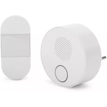 ENTAC Bezprzewodowy Dzwonek do Drzwi AC Plug-in Kinetic Switch IP44 Nadajnik Biały