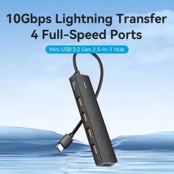 HUB VENTION USB-C do USB 3.2 Gen 2 z PD 100W, 0,15m, Czarny