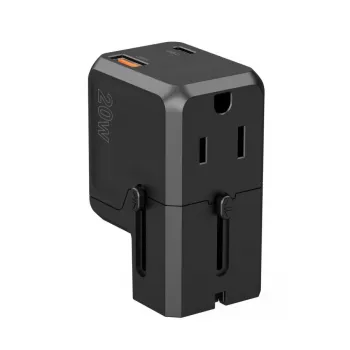 CHOETECH PD6038 38W GaN USB-C Ładowarka z USB-A, Wymienne Wtyczki (EU/US/UK/AU) - Czarny